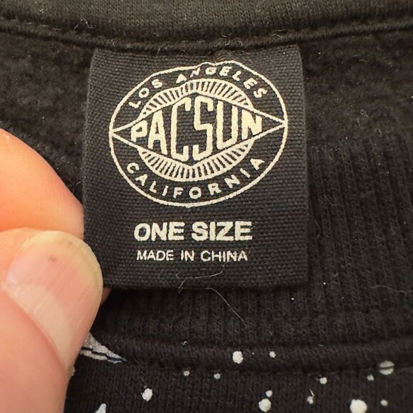 PacSun Black Celestial Sun Stars Moon Graphic AOP Sweatshirt One Size Crewneck - Picture 8 of 10